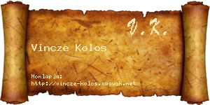 Vincze Kolos névjegykártya